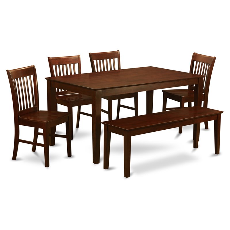 Pemberly Row 6-Piece Wood Traditional Dinette Set in Mahogany