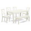 Pemberly Row 6-Piece Wood Dining Set with Bench in Linen White Finish