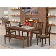 Pemberly Row 6-Piece Dining Set with Linen Seats in Mahogany Finish