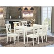 Pemberly Row 7-Piece Wood Dining Table Set with X-Back Chairs in White