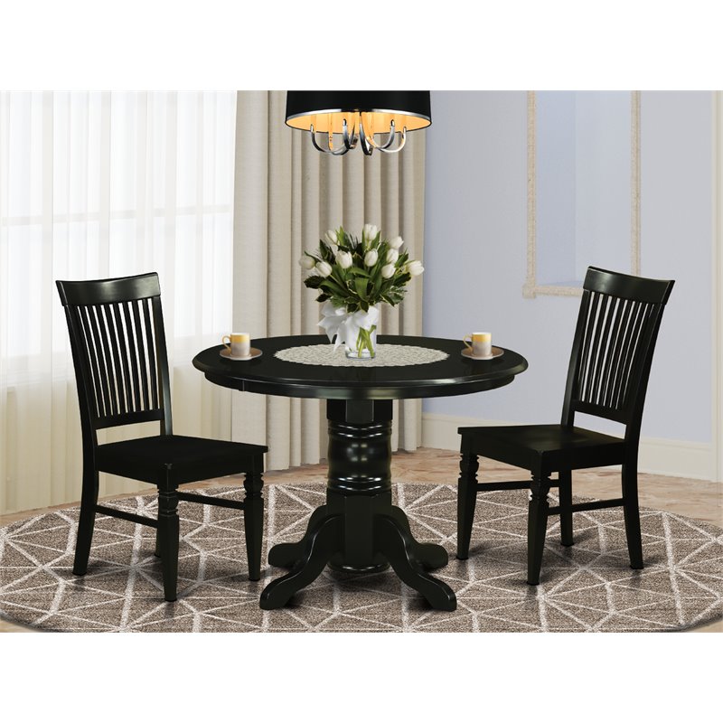 Pemberly Row 3-Piece Black Wood Dinette Table Set with Chairs