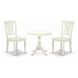 Pemberly Row 3-Piece Wood Dining Set with Slatted Back in Linen White