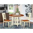 Pemberly Row Sudbury 3-Piece Round Dining Table Set in Buttermilk & Cherry