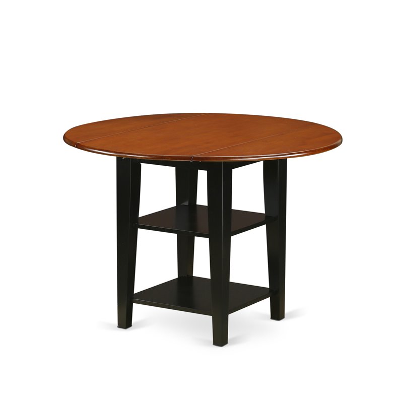 Pemberly Row 3-Piece Dining Set with Slat Back Chairs in Black/Cherry