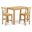 Pemberly Row 3-Piece Wood Dining Table and Chair Set in Oak