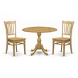 Pemberly Row 3-Piece Wood Dining Set with Round Table in Oak Finish