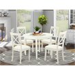 Pemberly Row 5-Piece Round Dining Set with Linen White Finish