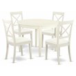 Pemberly Row 5-Piece Round Dining Set with Linen White Finish