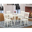 Pemberly Row 5-Pc Dining Table Set with Fabric Seats in Linen White