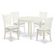 Pemberly Row 5-Pc Dining Table Set with Fabric Seats in Linen White