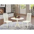 Pemberly Row 3-Pc Dining Set with Drop Leaf Table in Linen White