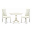 Pemberly Row 3-Pc Dining Set with Drop Leaf Table in Linen White