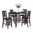 Pemberly Row 5-Piece Rubberwood Counter Dining Set in Black Finish