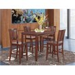 Pemberly Row 5-Piece Counter Height Dining Set with Wooden Chairs in Mahogany