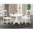 Pemberly Row 3-Piece Dining Set with X-Back Chairs in Linen White