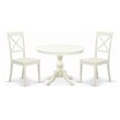 Pemberly Row 3-Piece Dining Set with X-Back Chairs in Linen White