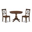 Pemberly Row 3-Piece Dining Set with X-Back Chairs in Mahogany