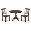 Pemberly Row 3-Piece Dining Set with Slatted Chairs in Mahogany Finish