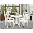 Pemberly Row Antique 5-Piece Dining Table Set in Linen White Wood