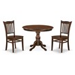 Pemberly Row 3-Piece Dining Table Set with Slatted Chairs in Mahogany