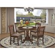 Pemberly Row 5-Piece Mahogany Dining Set with Linen Fabric Seats