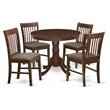 Pemberly Row 5-Piece Mahogany Dining Set with Linen Fabric Seats
