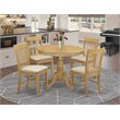 Pemberly Row 5-Piece Oak Dining Set with Slat-Back Chairs