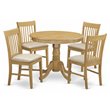 Pemberly Row 5-Piece Oak Dining Set with Slat-Back Chairs