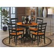 Pemberly Row 5-Piece Wood Dining Set with Round Table in Black and Cherry