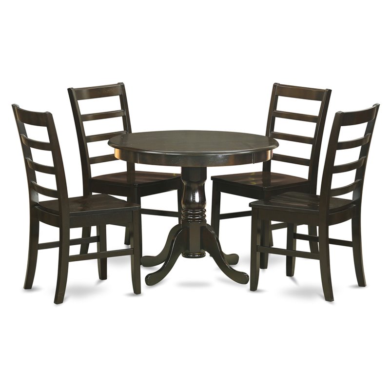 Pemberly Row Antique 5-Piece Wood Kitchen Set in Cappuccino