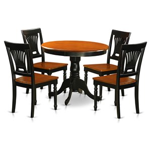 Pemberly Row Antique 5-Piece Wood Dining Set in Black and Cherry