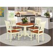 Pemberly Row Antique 5-Piece Wood Kitchen Table Set with Slatted Chairs