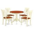 Pemberly Row Antique 5-Piece Wood Kitchen Table Set with Slatted Chairs