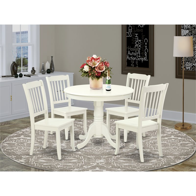 Pemberly Row 5-Piece Wooden Kitchen Set Round Table and Chairs