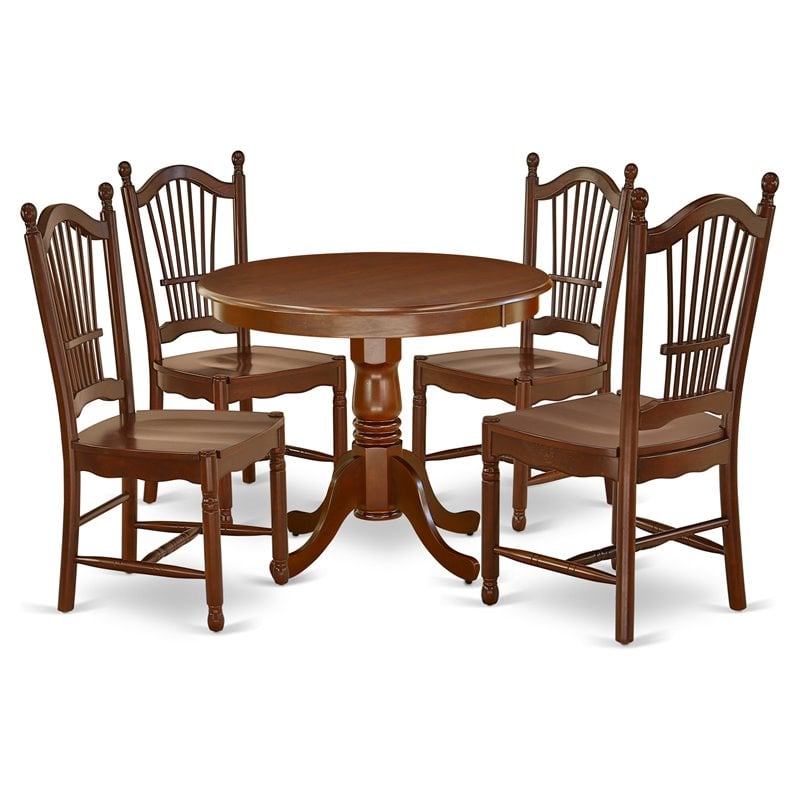 Pemberly Row 5-Piece Wooden Dining Table and Chairs in Mahogany