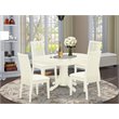 Pemberly Row 5-Piece Dining Set with Linen Upholstered Chairs in White