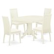 Pemberly Row 5-Piece Dining Set with Linen Upholstered Chairs in White