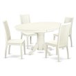 Pemberly Row 5-Piece Wood Dining Table Set in Linen White Finish