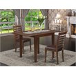Pemberly Row 3-Piece Wooden Dining Set with Ladder-Back Chairs in Mahogany