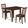 Pemberly Row 3-Piece Wooden Dining Set with Ladder-Back Chairs in Mahogany