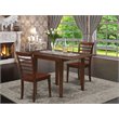 Pemberly Row 3-Piece Wooden Dining Set with Ladder-Back Chairs in Mahogany
