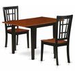 Pemberly Row 3-Piece Dining Table Set with Panel-Back Chairs in Black and Cherry
