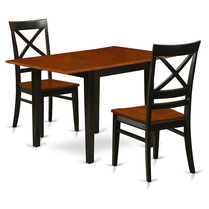Pemberly Row 3-Piece Wood Dining Set with X-Back Chairs in Black/Cherry