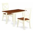 Pemberly Row 3-Piece Dining Set with X-Back Chairs in Buttermilk/Cherry