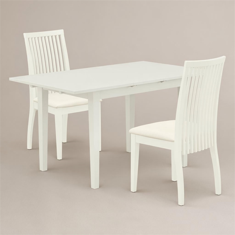 Pemberly Row Norfolk 3-Piece Wood Dining Set with Linen White Finish