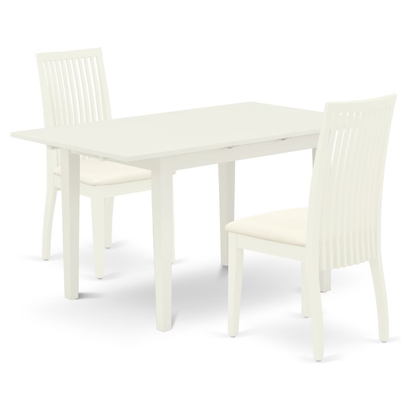 Pemberly Row Norfolk 3-Piece Wood Dining Set with Linen White Finish