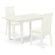 Pemberly Row Norfolk 3-Piece Wood Dining Set with Linen White Finish