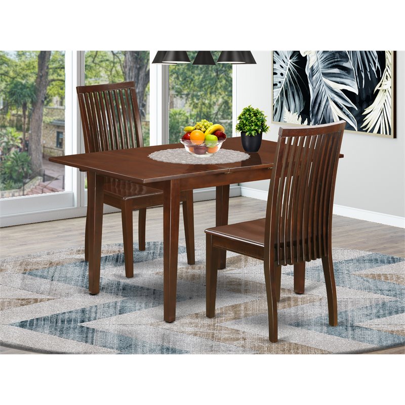 Pemberly Row 3-Piece Mahogany Dining Set with Extendable Leaf