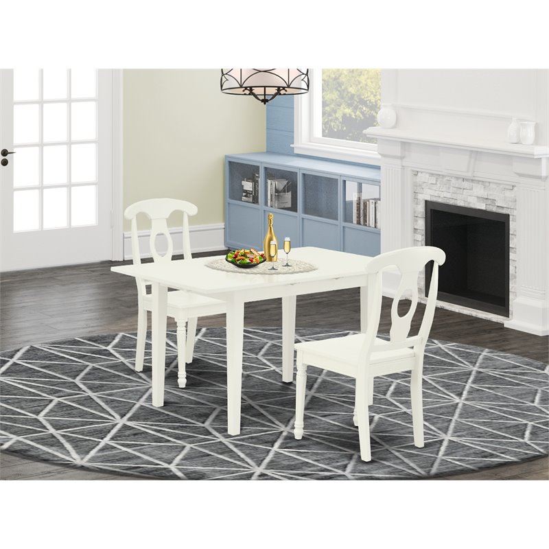 Pemberly Row 3-Piece Dining Set Wood Linen White Finish