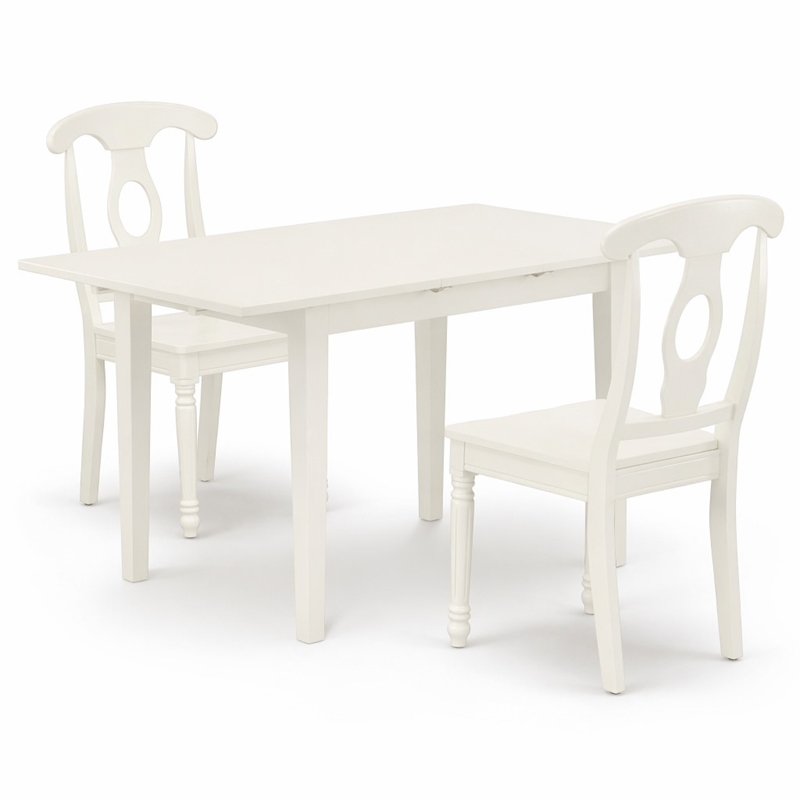 Pemberly Row 3-Piece Dining Set Wood Linen White Finish